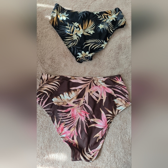 3/$20 Floral Tropical Bikini Bottoms Set Blue Black Pink Brown - Picture 4 of 4
